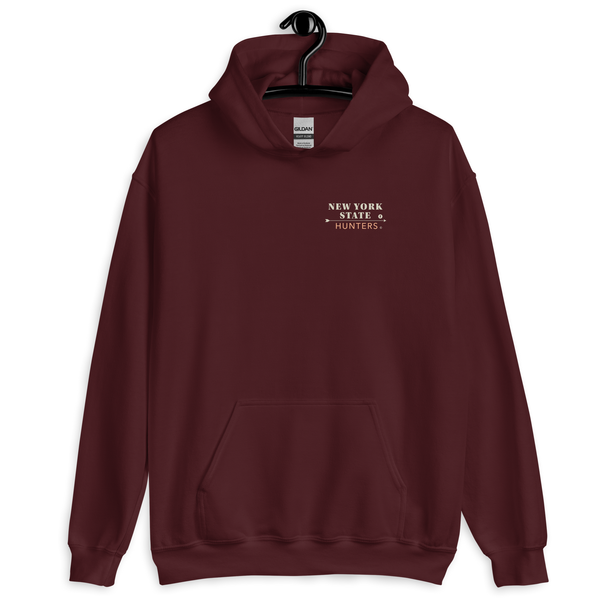 Front of New York State Hunters Hoodie in Maroon Color
