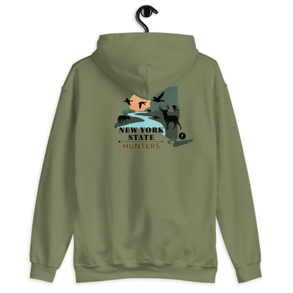 Back of New York State Hunters Hoodie in Military Green Color