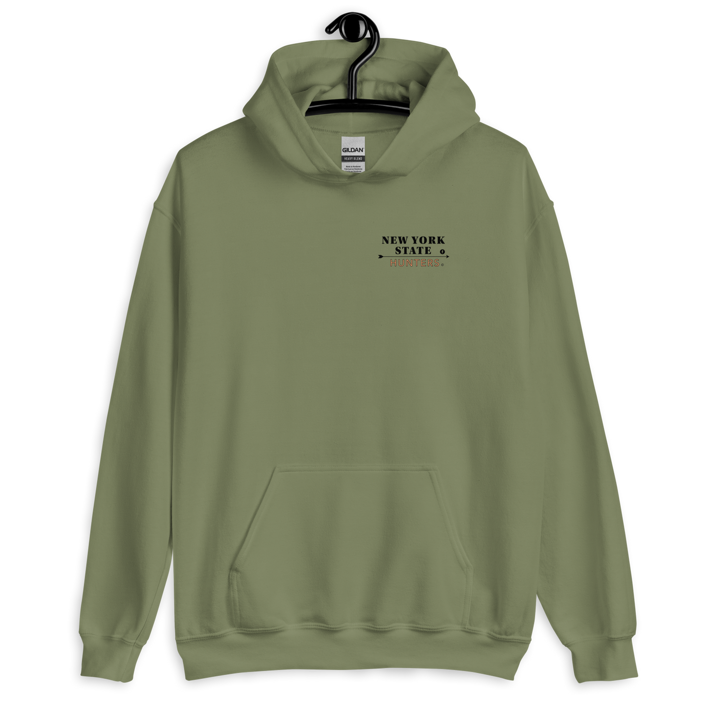 Front of New York State Hunters Hoodie in Military Green Color