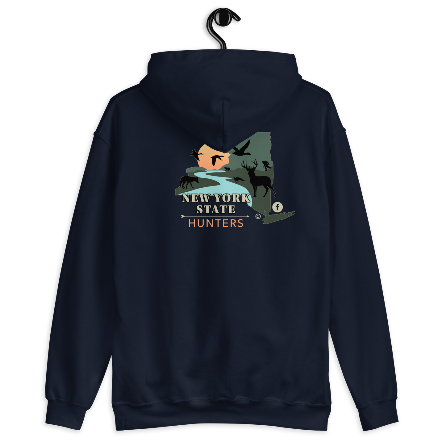Back of New York State Hunters Hoodie in Navy Color