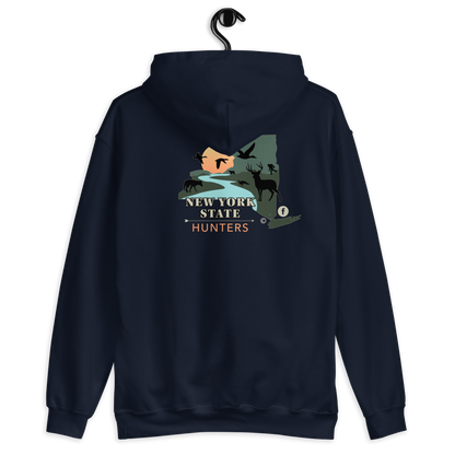 Back of New York State Hunters Hoodie in Navy Color