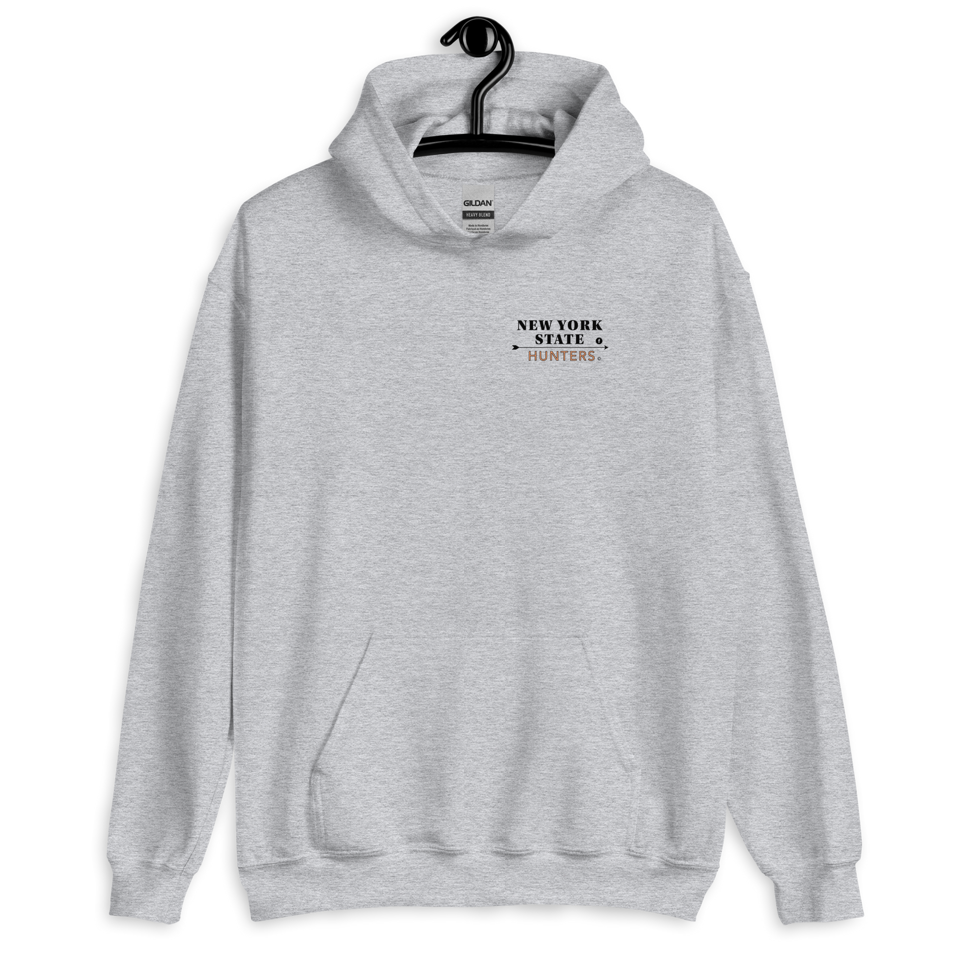 Front of New York State Hunters Hoodie in Sport Grey Color