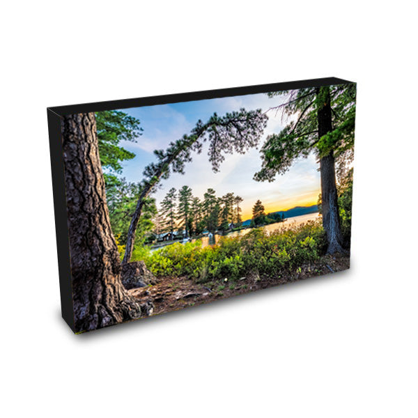 Glen Island Ranger Station at Sunset - Lake George Print - 1" Standout in Maple or Black