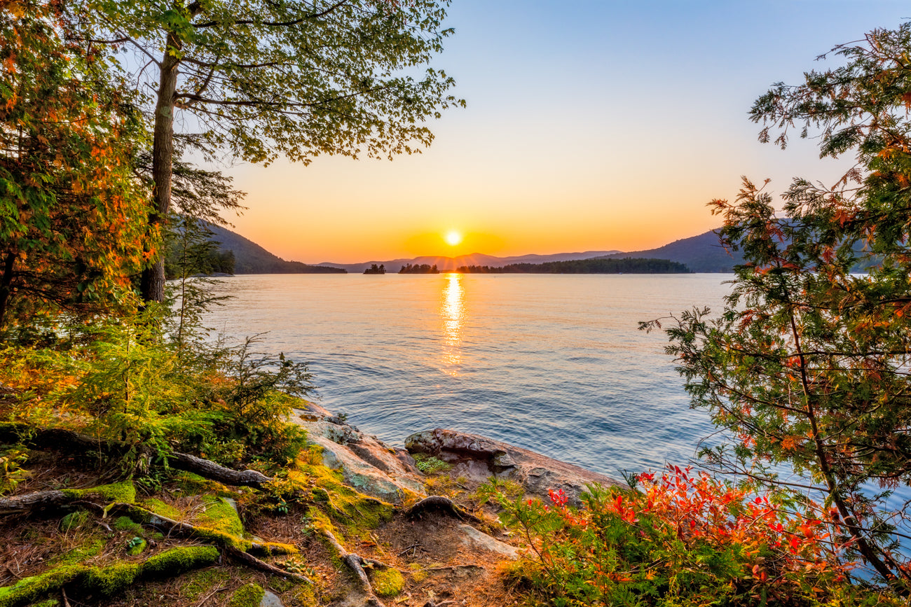 Sunset from Commission Point - Lake George Print - 1" Standout in Maple or Black